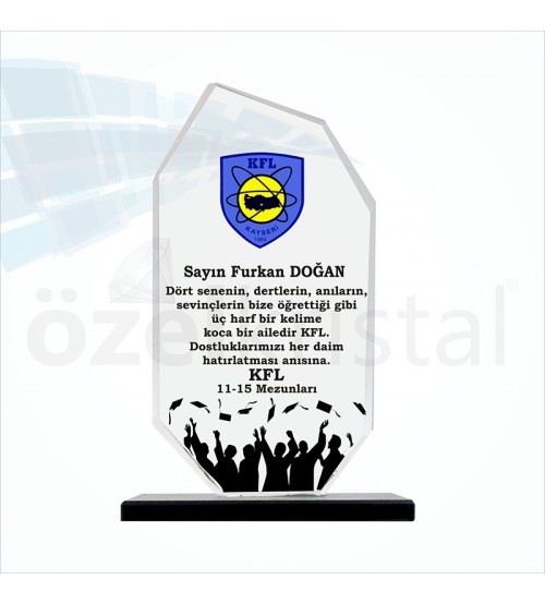 Kayseri Ozel Kristal Mezuniyet Plaketi Ogrenci Plaket